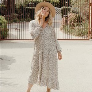 NWT CJLA Laurel boho maxi dress, cream, XL
